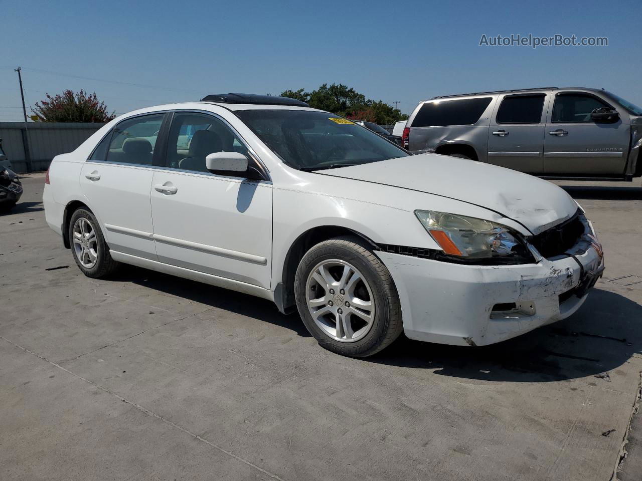 2007 Honda Accord Ex White vin: 1HGCM56777A061158