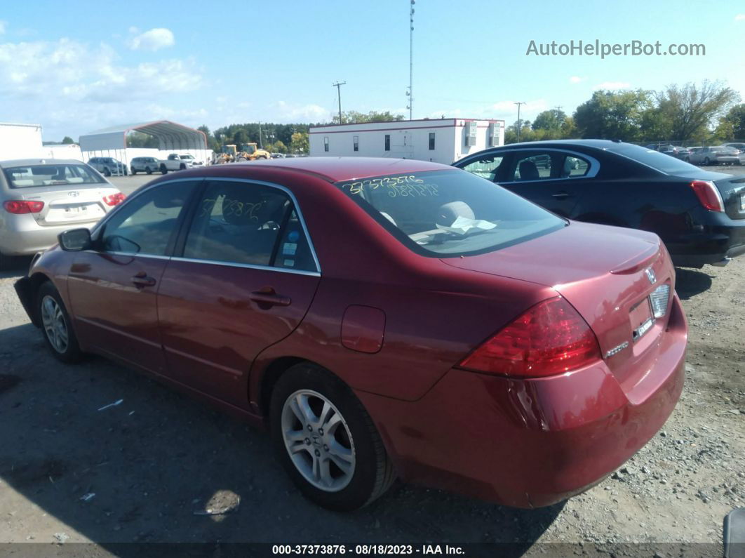 2007 Honda Accord 2.4 Ex Red vin: 1HGCM56797A185898