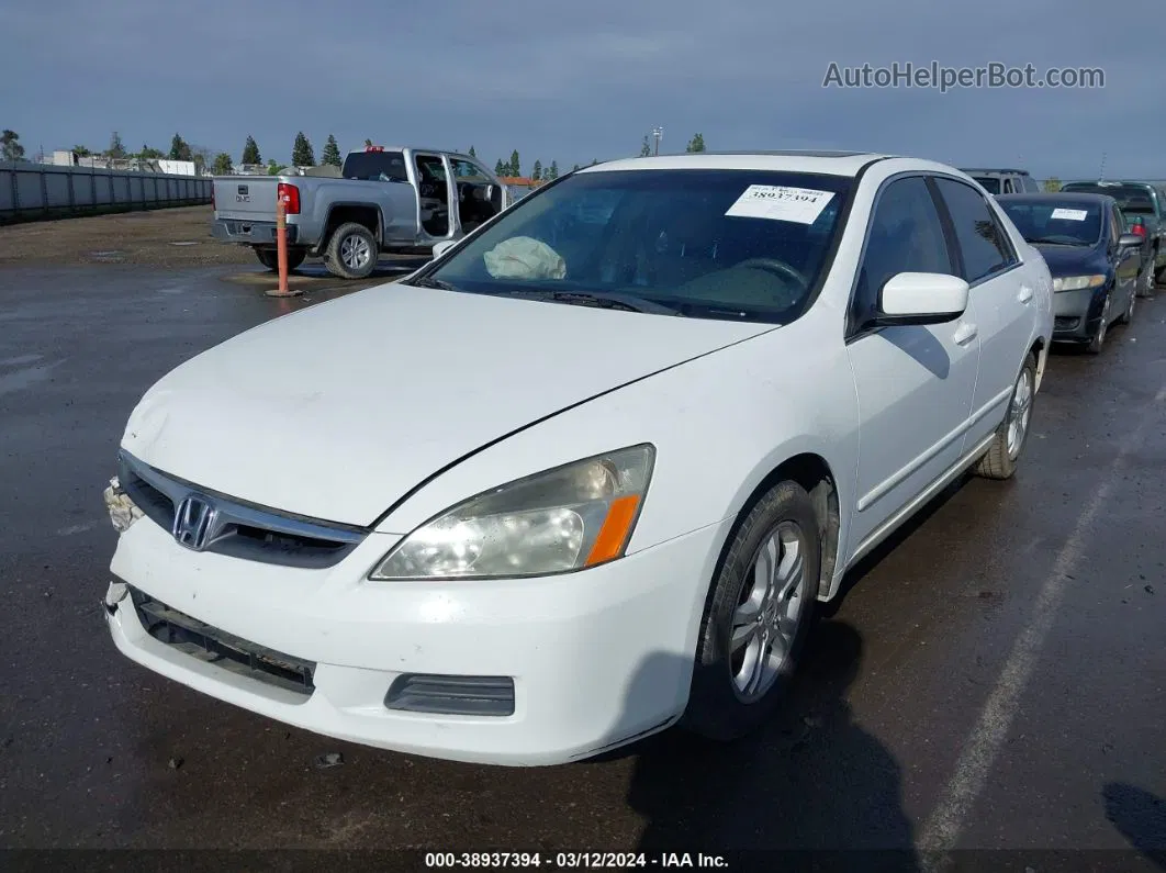 2007 Honda Accord 2.4 Ex White vin: 1HGCM56867A100203