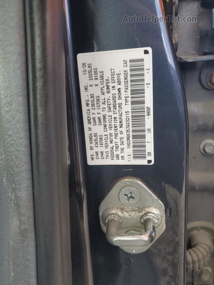 2007 Honda Accord Lx Charcoal vin: 1HGCM66357A032115