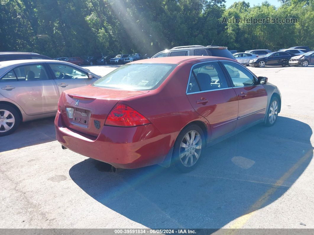 2007 Honda Accord 3.0 Se Red vin: 1HGCM66467A023934