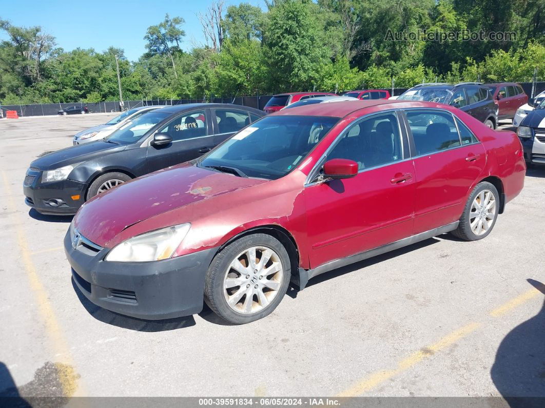 2007 Honda Accord 3.0 Se Red vin: 1HGCM66467A023934