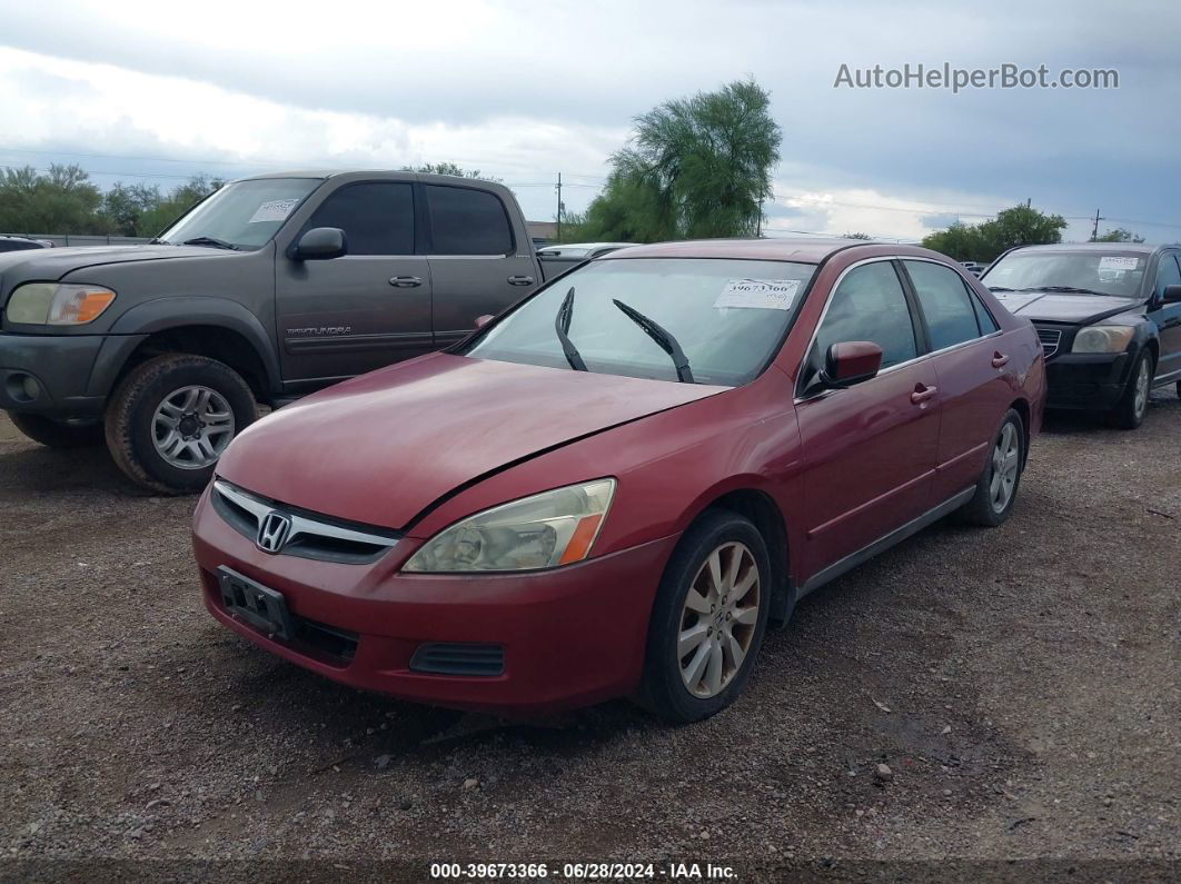 2007 Honda Accord 3.0 Se Burgundy vin: 1HGCM66487A050133