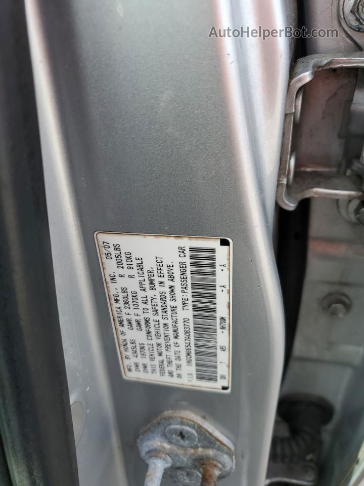 2007 Honda Accord Ex Серебряный vin: 1HGCM66547A083770