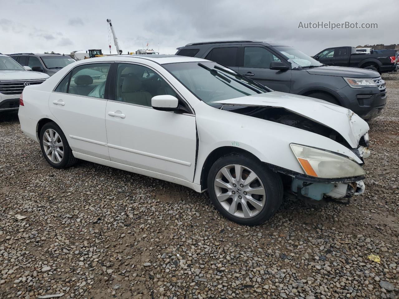 2007 Honda Accord Ex White vin: 1HGCM66577A029198