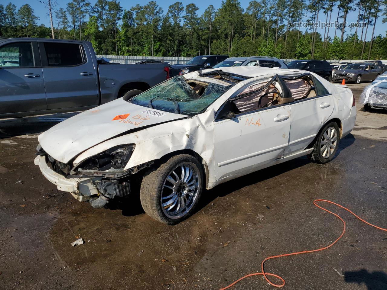 2007 Honda Accord Ex White vin: 1HGCM66587A045992