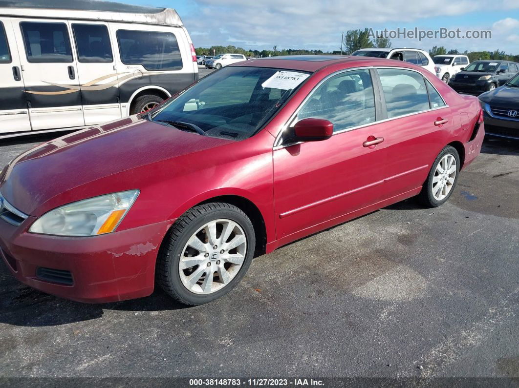 2007 Honda Accord 3.0 Ex Red vin: 1HGCM66587A086297