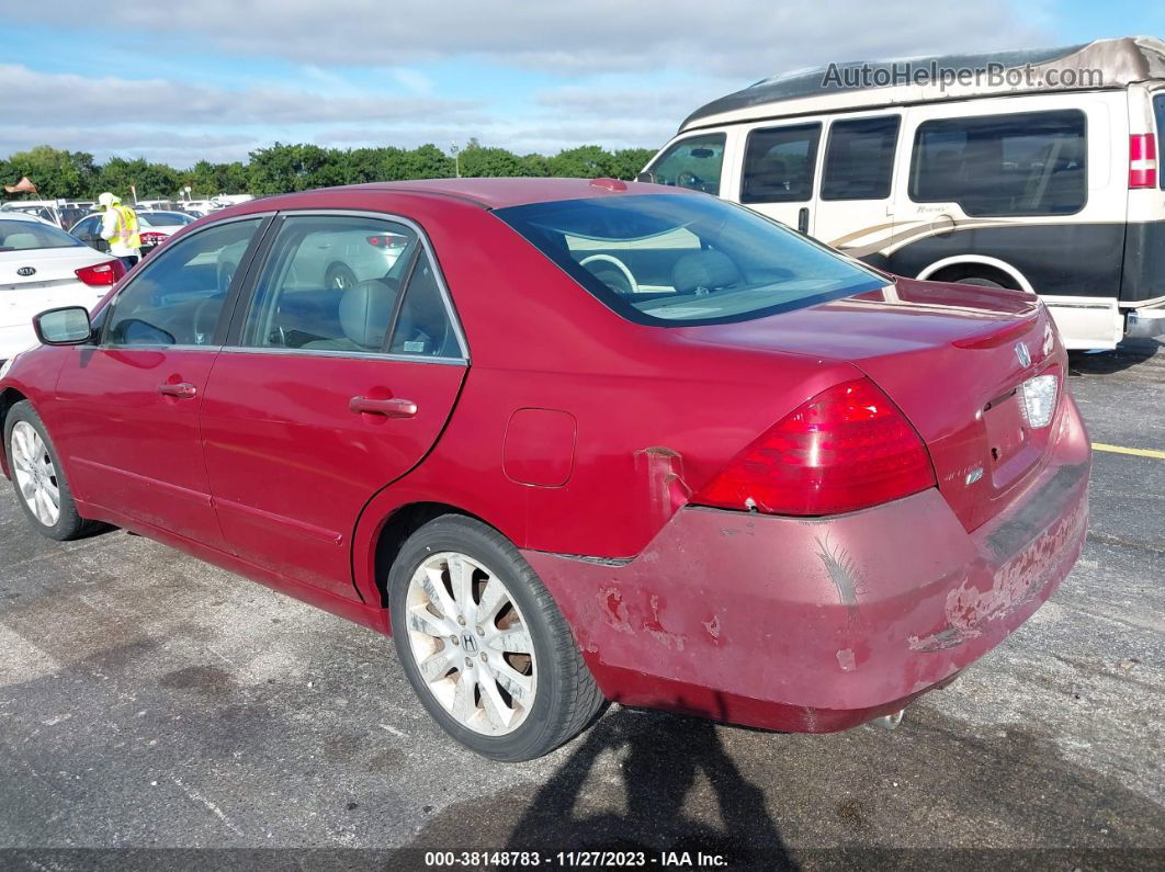 2007 Honda Accord 3.0 Ex Red vin: 1HGCM66587A086297