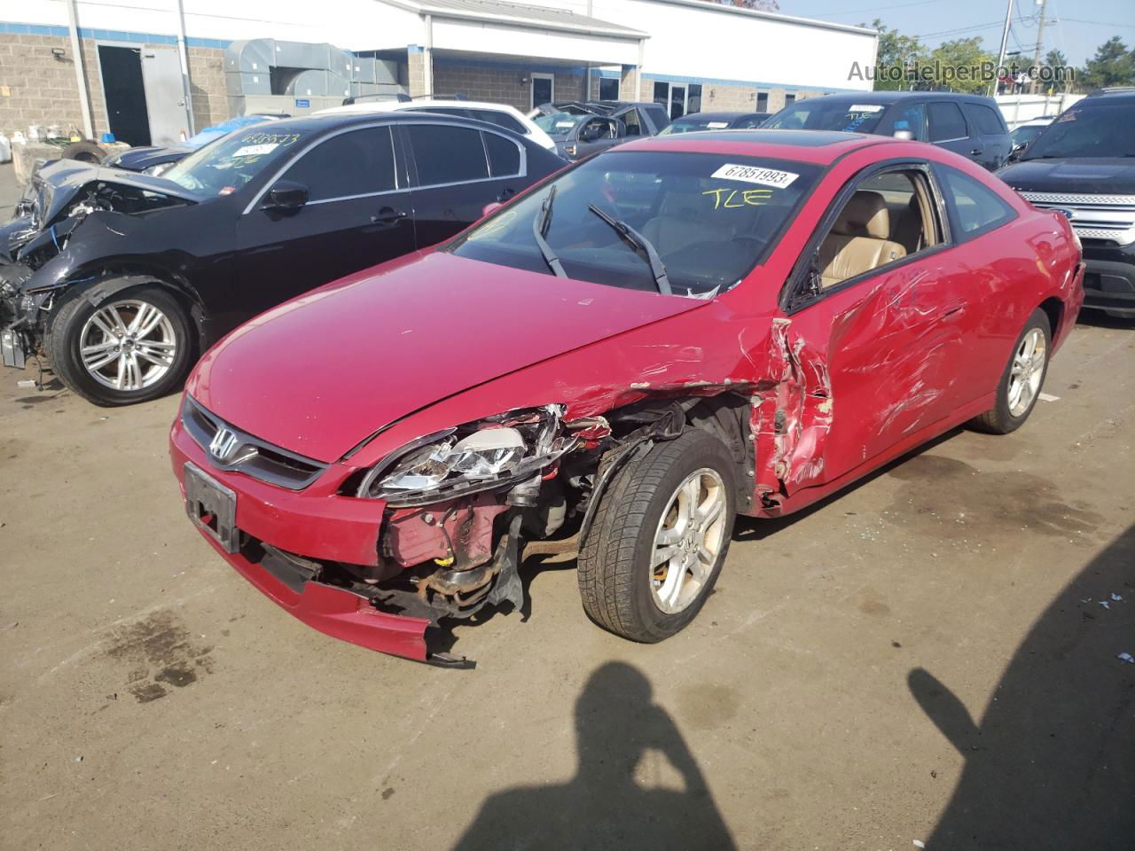 2007 Honda Accord Ex Красный vin: 1HGCM72687A017193