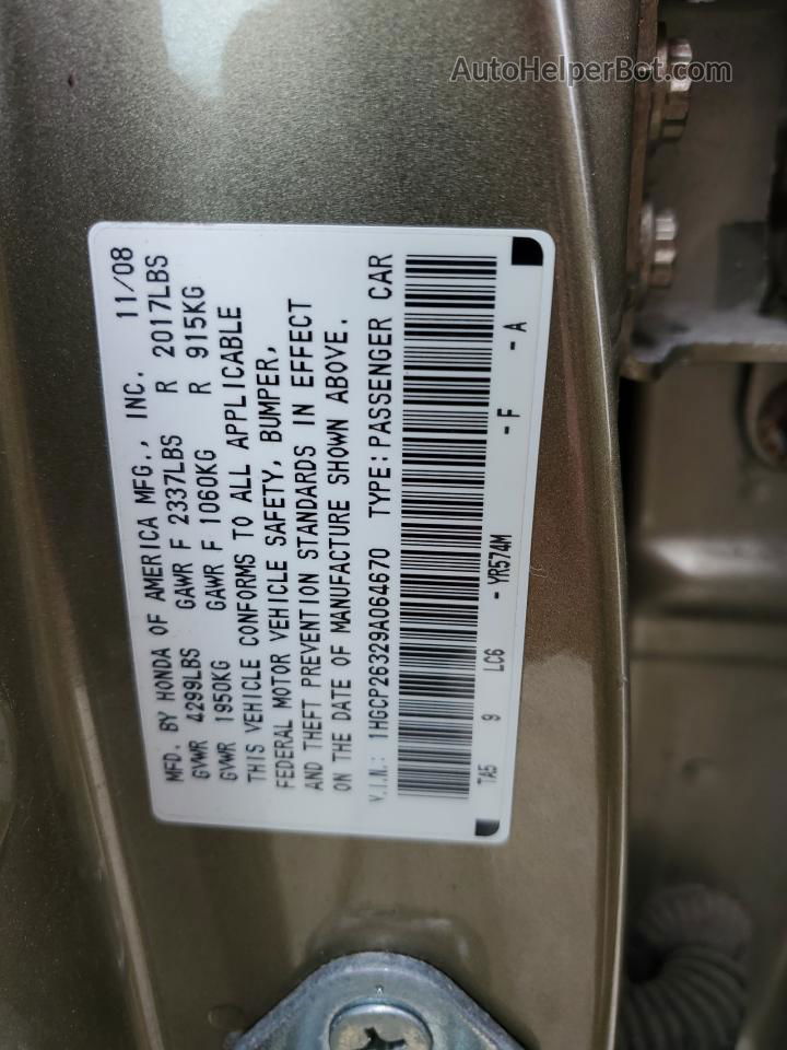 2009 Honda Accord Lx Cream vin: 1HGCP26329A064670