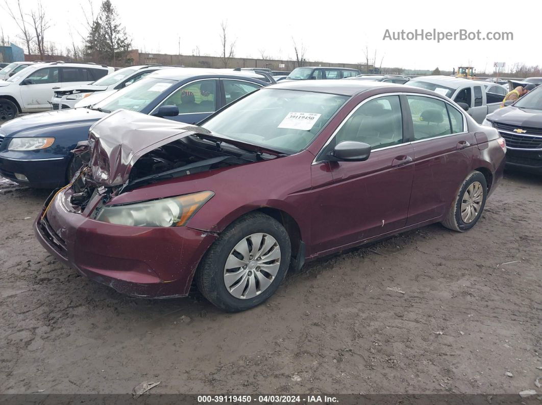 2009 Honda Accord 2.4 Lx Burgundy vin: 1HGCP26339A109485