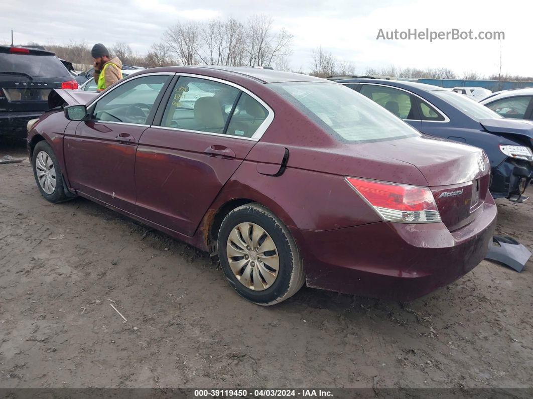 2009 Honda Accord 2.4 Lx Burgundy vin: 1HGCP26339A109485