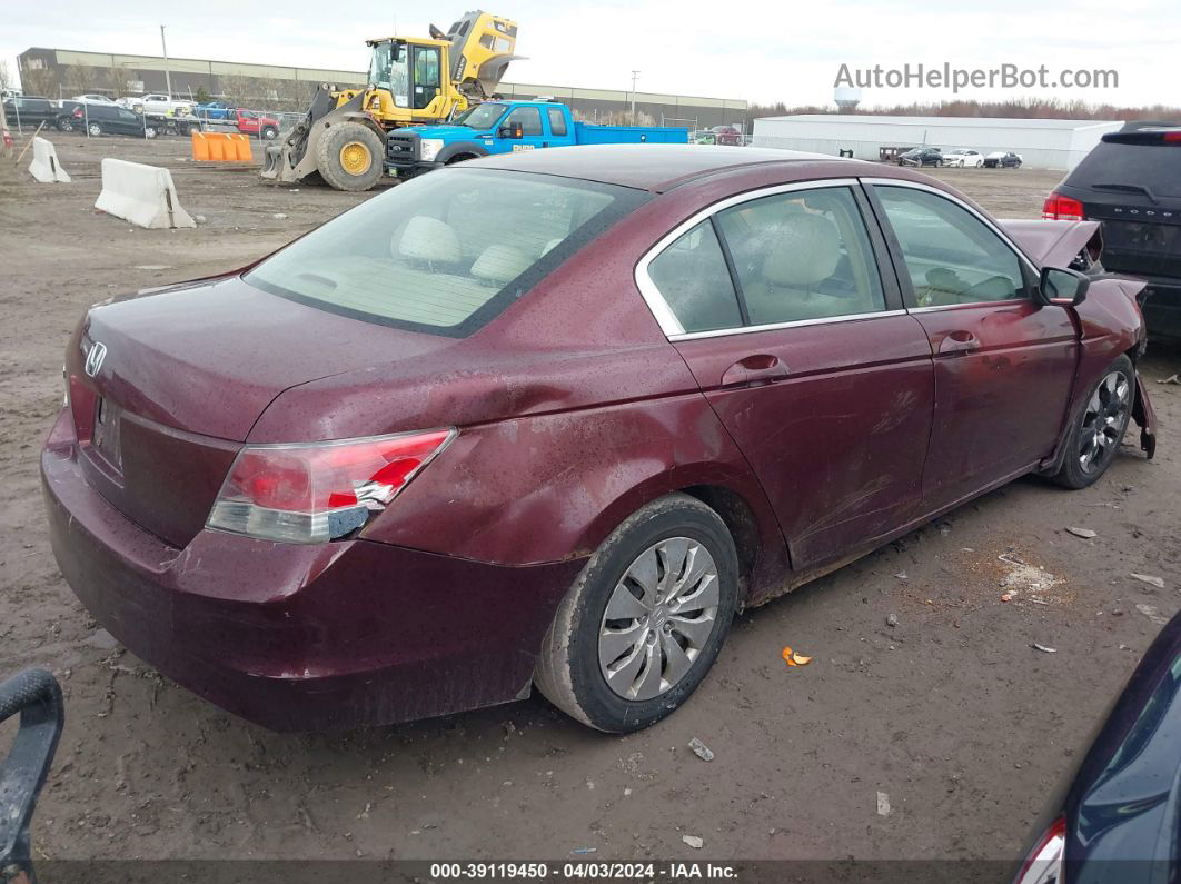 2009 Honda Accord 2.4 Lx Burgundy vin: 1HGCP26339A109485