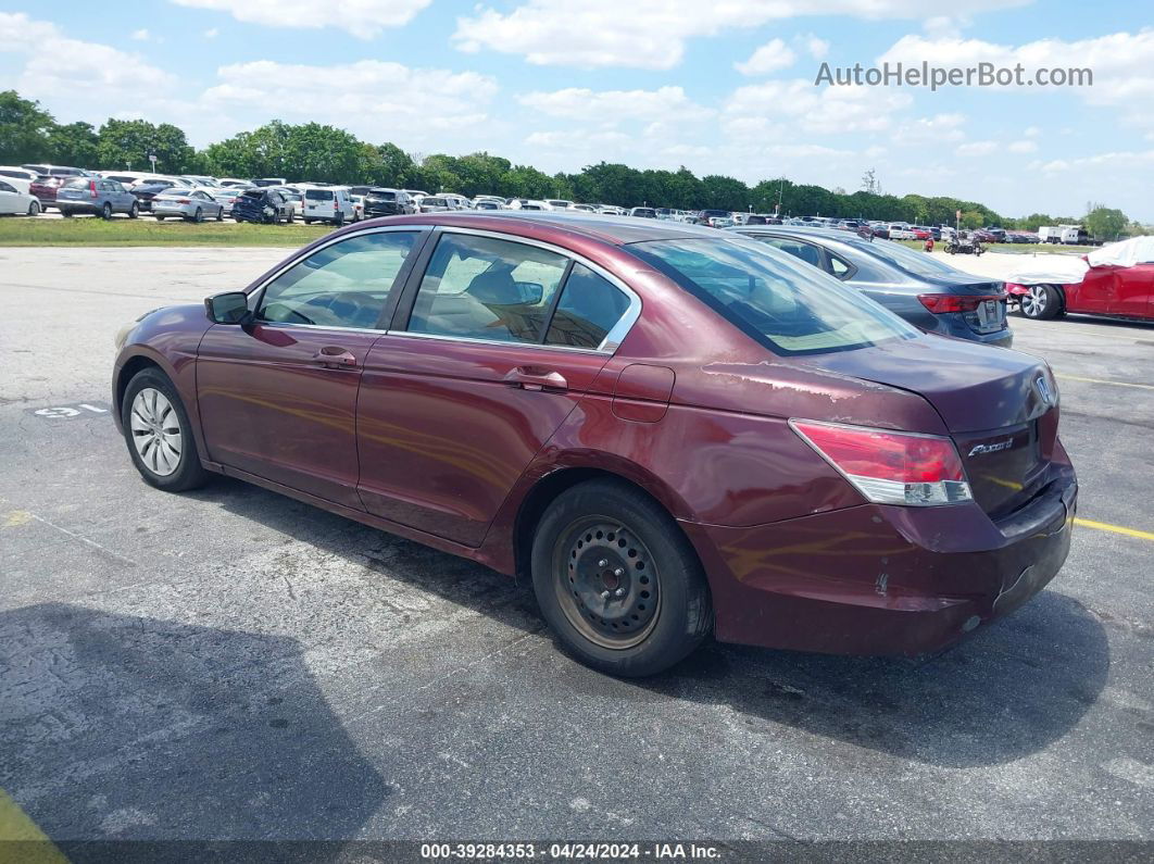 2009 Honda Accord 2.4 Lx Burgundy vin: 1HGCP26349A042394