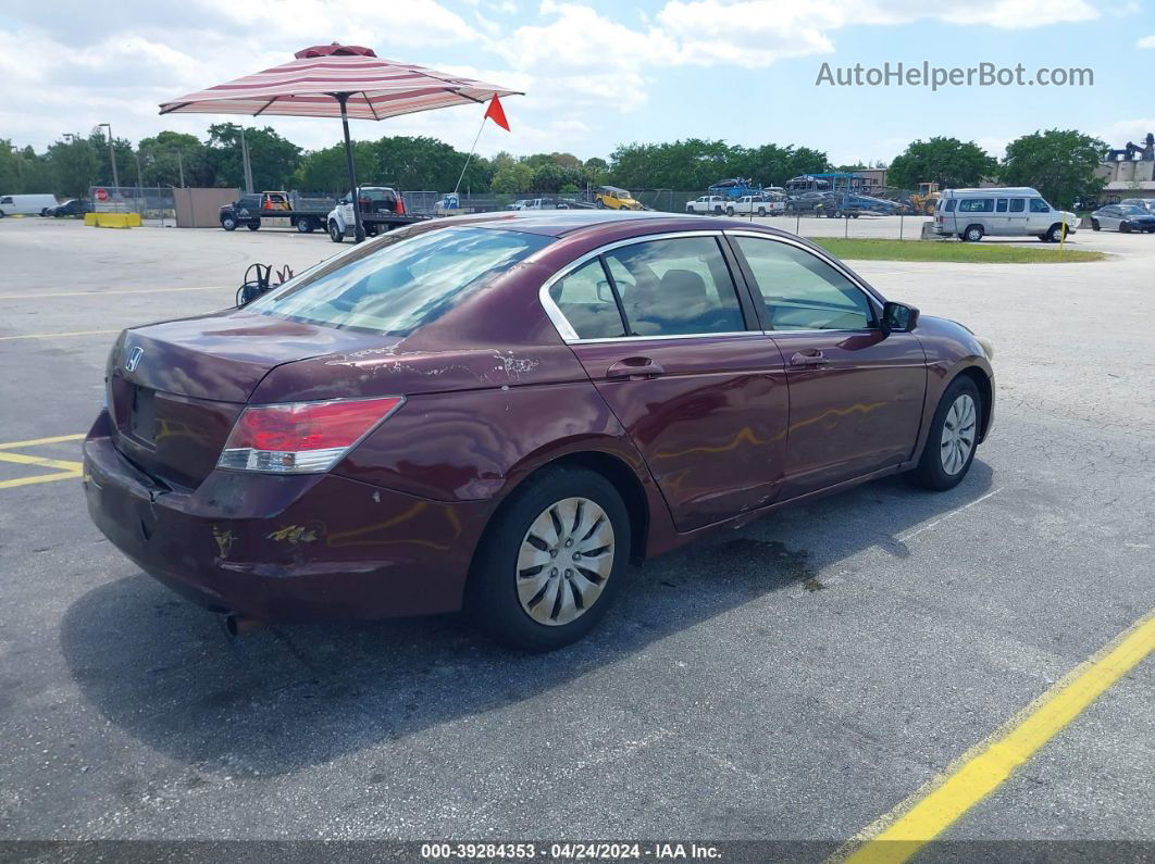 2009 Honda Accord 2.4 Lx Burgundy vin: 1HGCP26349A042394