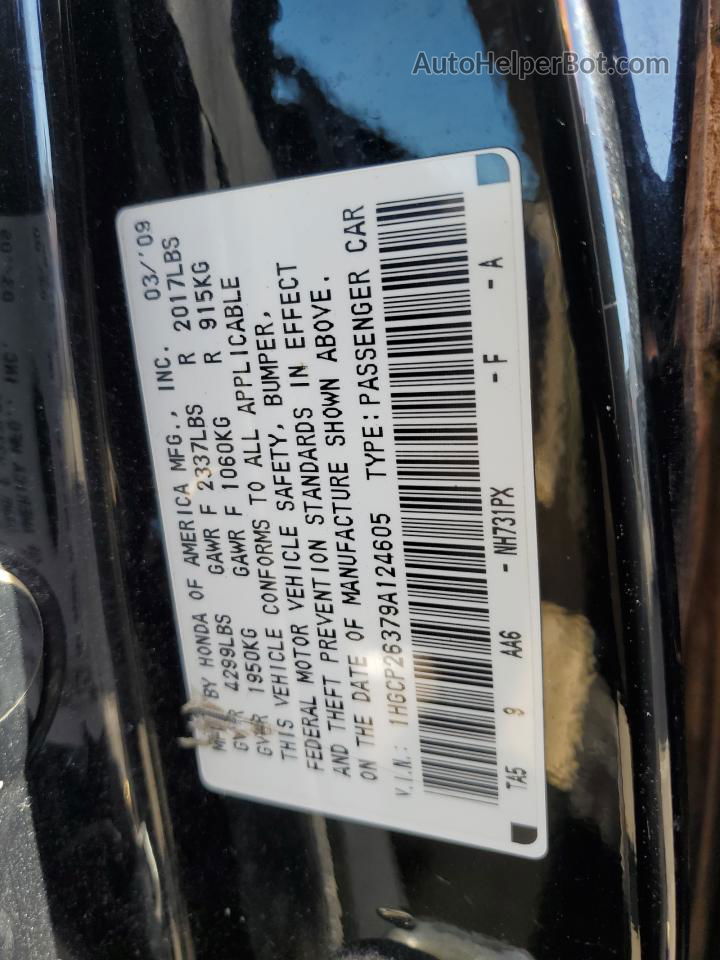 2009 Honda Accord Lx Black vin: 1HGCP26379A124605