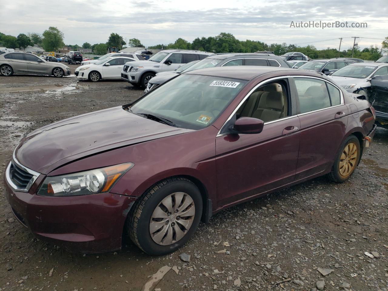 2009 Honda Accord Lx Maroon vin: 1HGCP263X9A019038