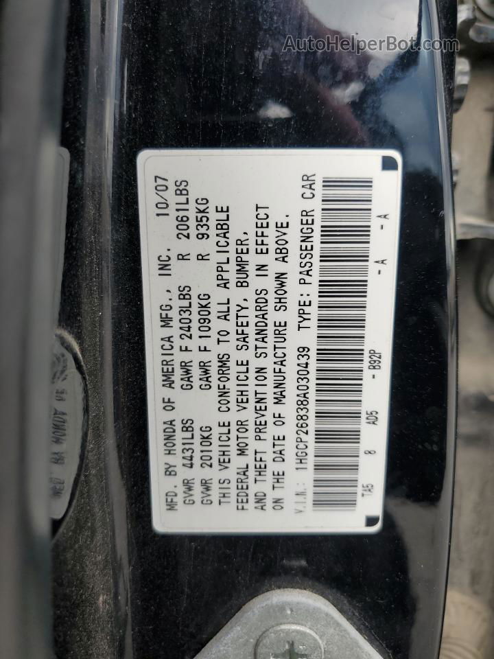 2008 Honda Accord Exl Black vin: 1HGCP26838A030439