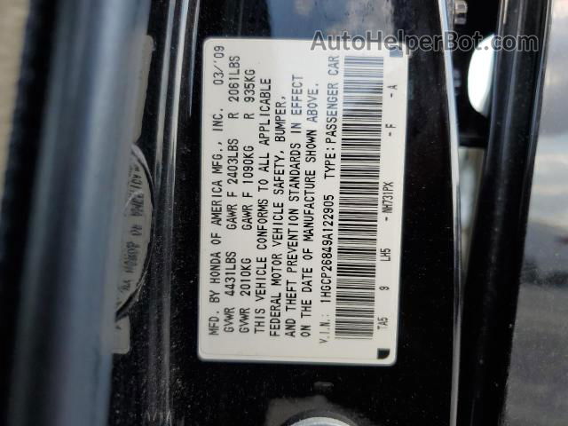 2009 Honda Accord Exl Black vin: 1HGCP26849A122905