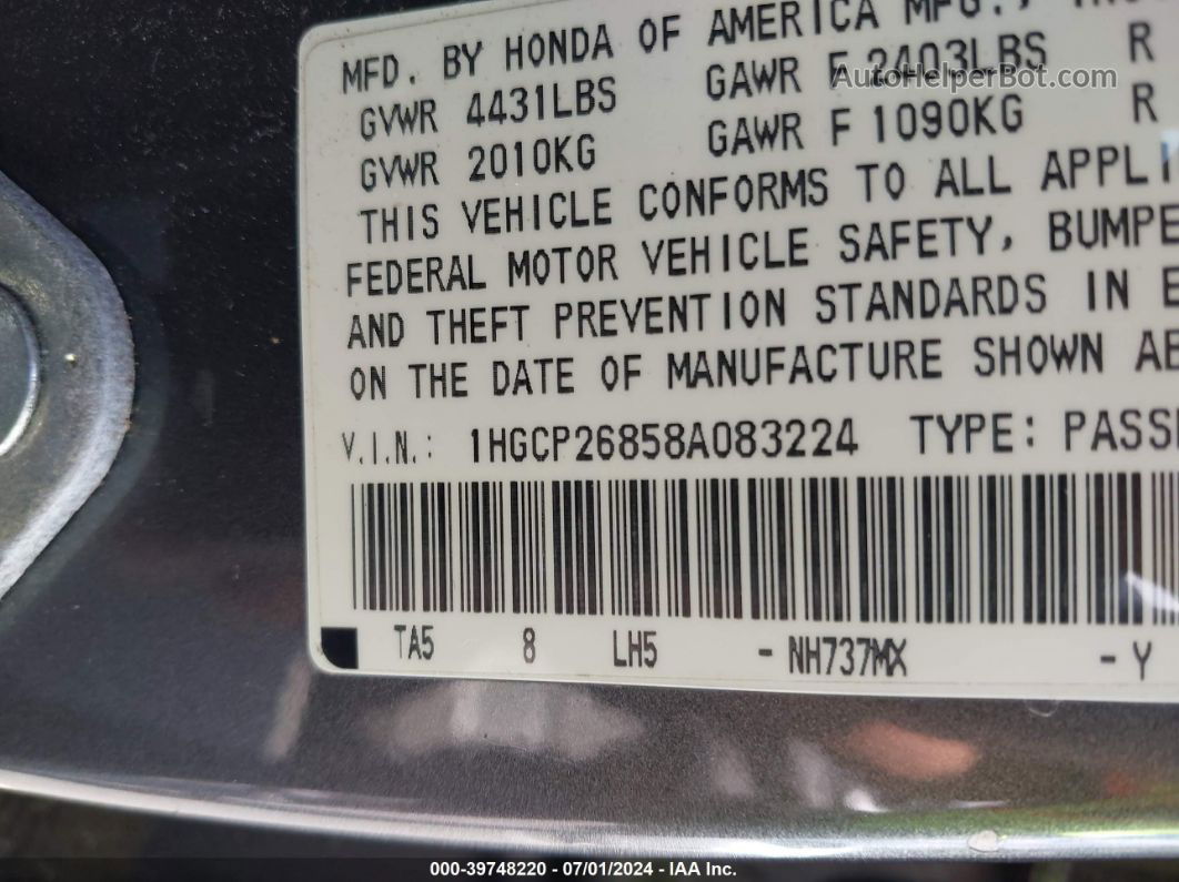 2008 Honda Accord 2.4 Ex-l Gray vin: 1HGCP26858A083224