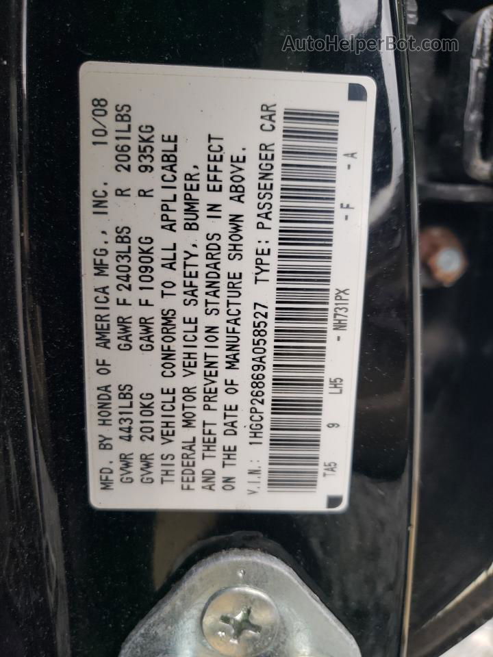 2009 Honda Accord Exl Black vin: 1HGCP26869A058527