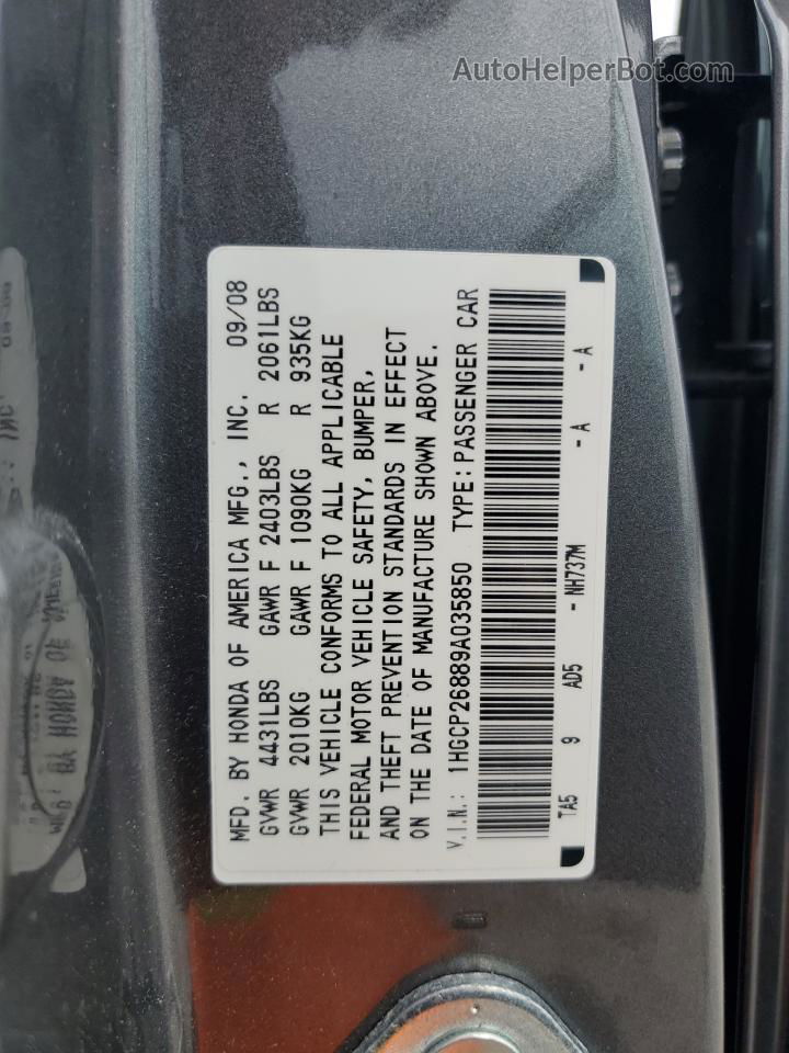 2009 Honda Accord Exl Gray vin: 1HGCP26889A035850