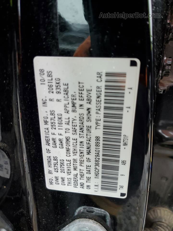 2009 Honda Accord Exl Black vin: 1HGCP36829A018998