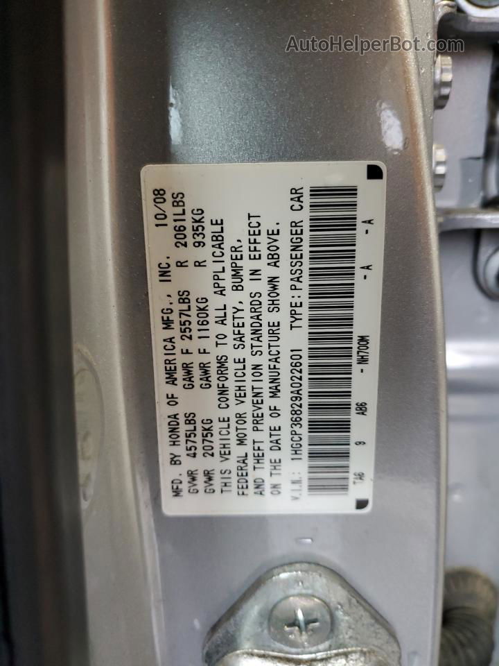 2009 Honda Accord Exl Silver vin: 1HGCP36829A022601