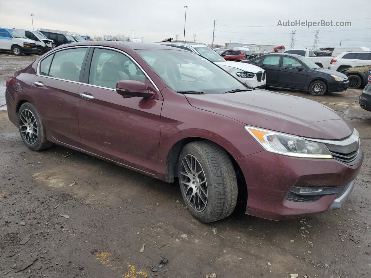 2017 Honda Accord Ex Burgundy vin: 1HGCR2F01HA087789