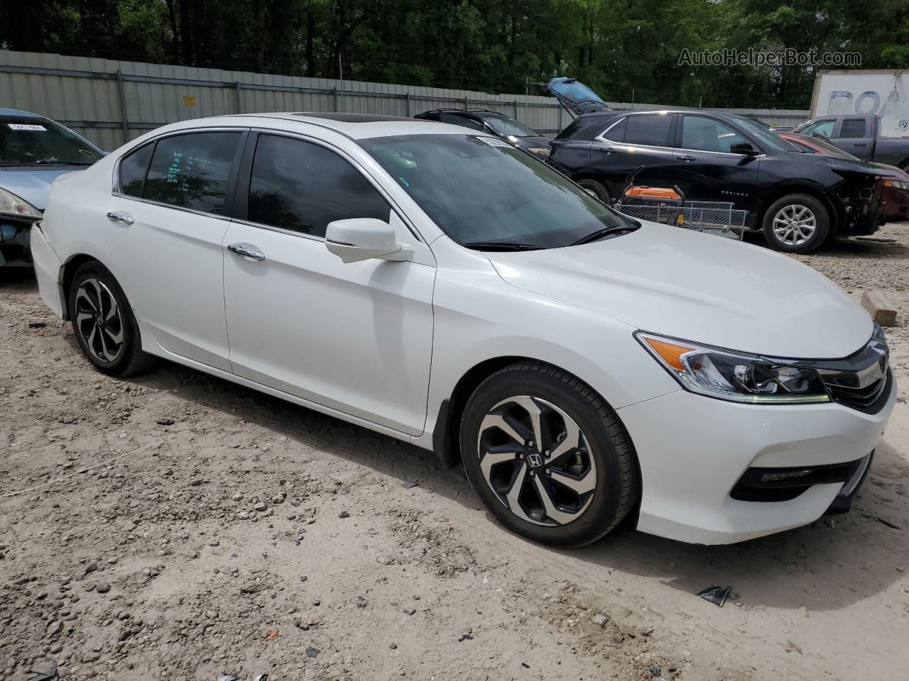 2016 Honda Accord Ex White vin: 1HGCR2F04GA130343