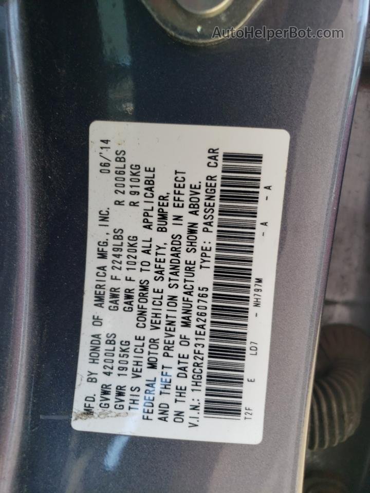 2014 Honda Accord Lx Серый vin: 1HGCR2F31EA260765