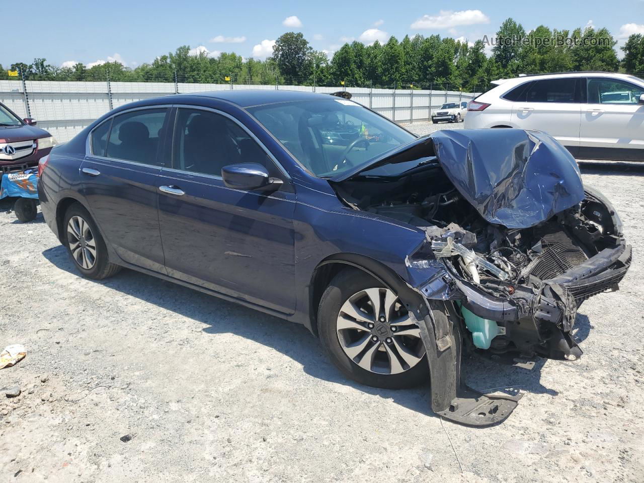 2014 Honda Accord Lx Blue vin: 1HGCR2F32EA085622