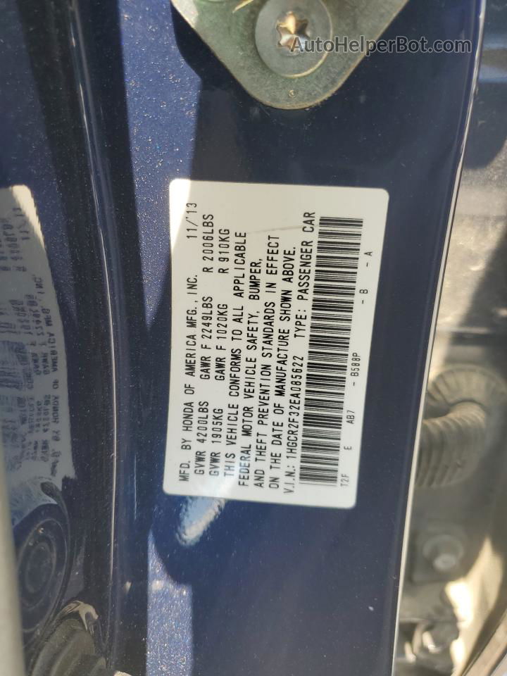 2014 Honda Accord Lx Blue vin: 1HGCR2F32EA085622