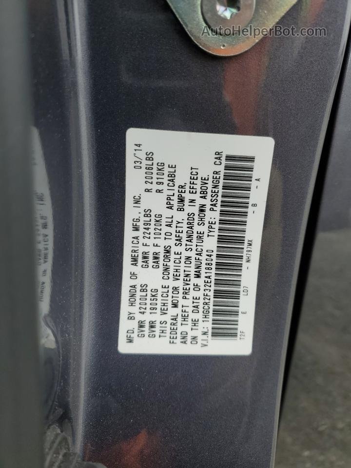 2014 Honda Accord Lx Серый vin: 1HGCR2F32EA188040