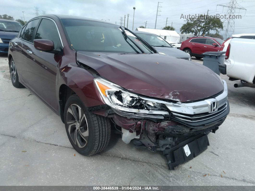 2016 Honda Accord Lx Maroon vin: 1HGCR2F32GA059587