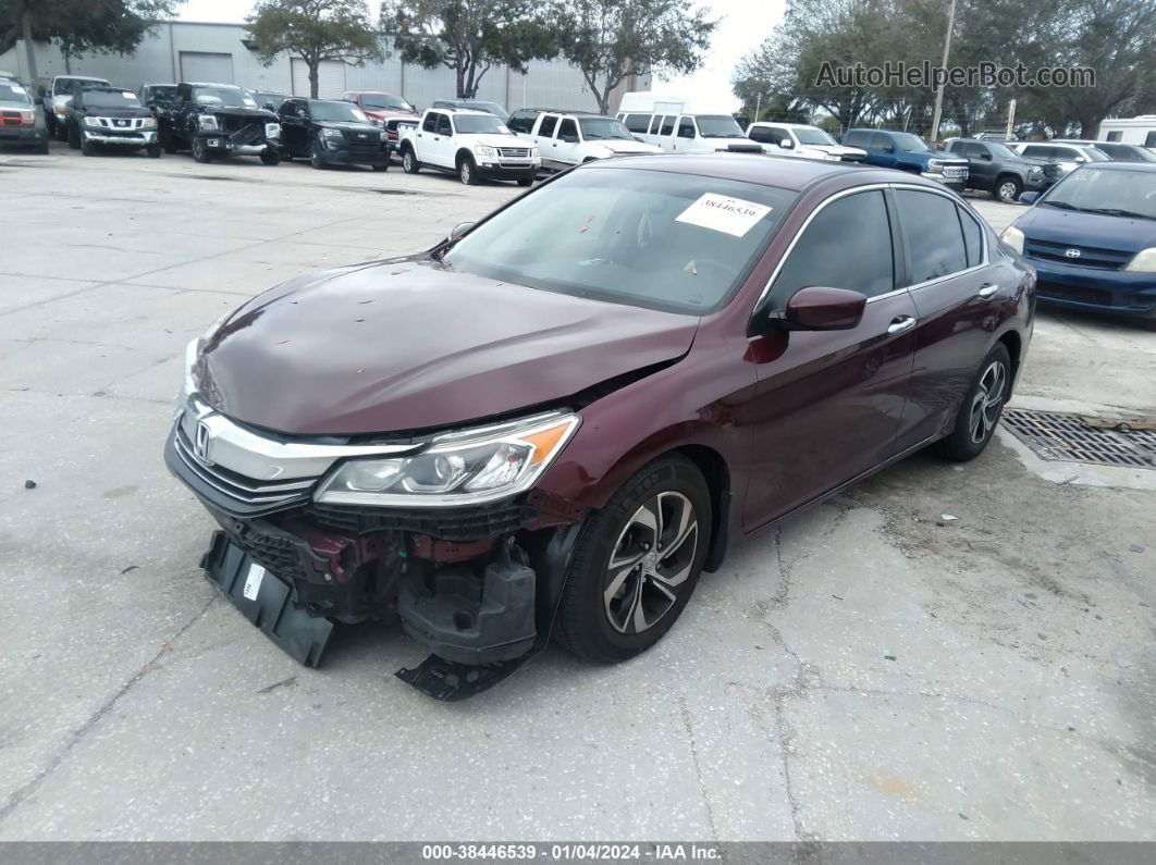 2016 Honda Accord Lx Maroon vin: 1HGCR2F32GA059587