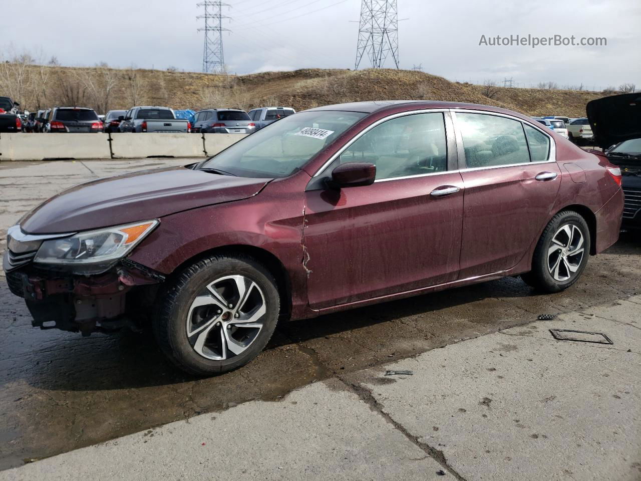 2016 Honda Accord Lx Maroon vin: 1HGCR2F33GA178152