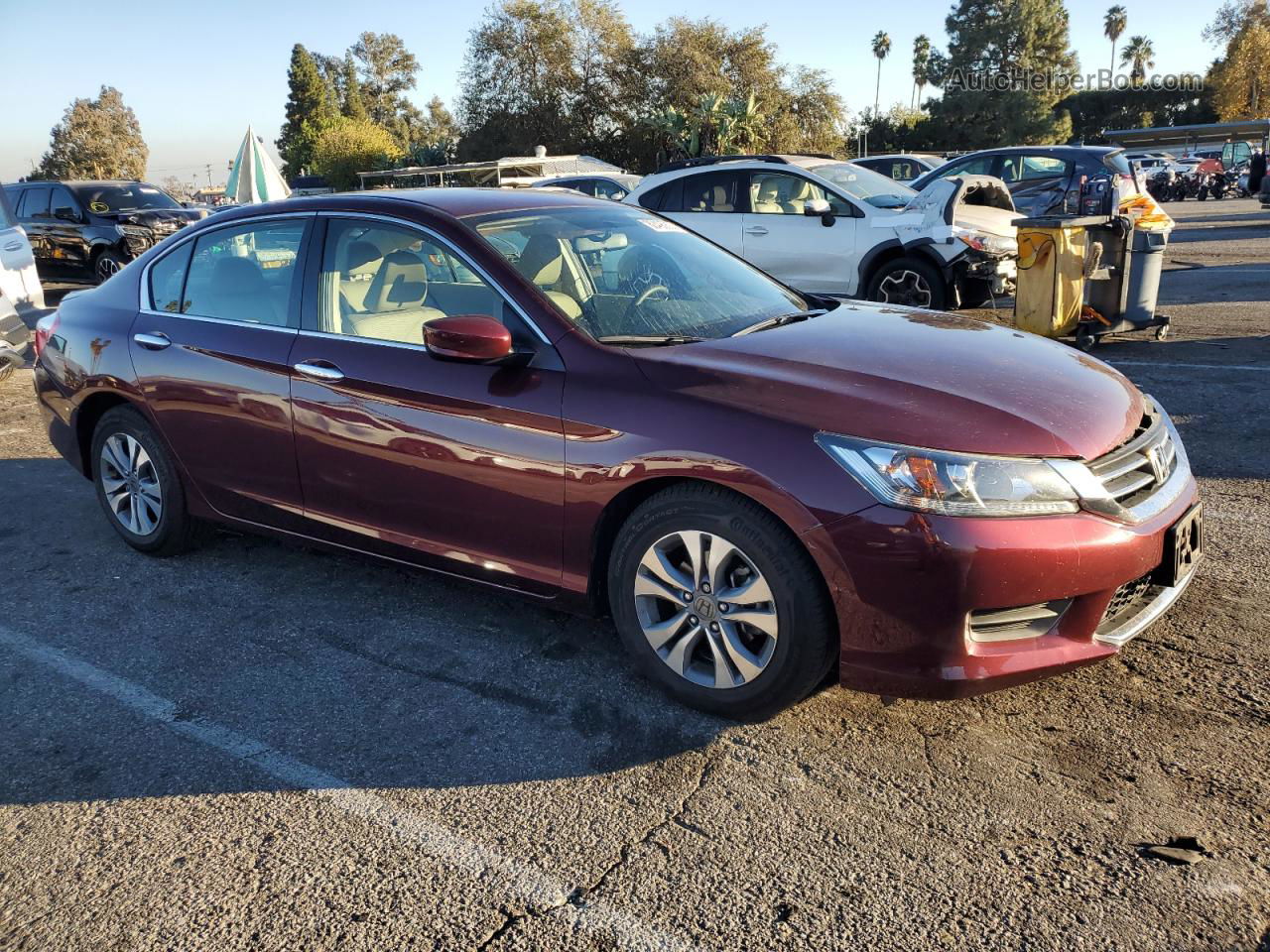 2014 Honda Accord Lx Burgundy vin: 1HGCR2F34EA113629