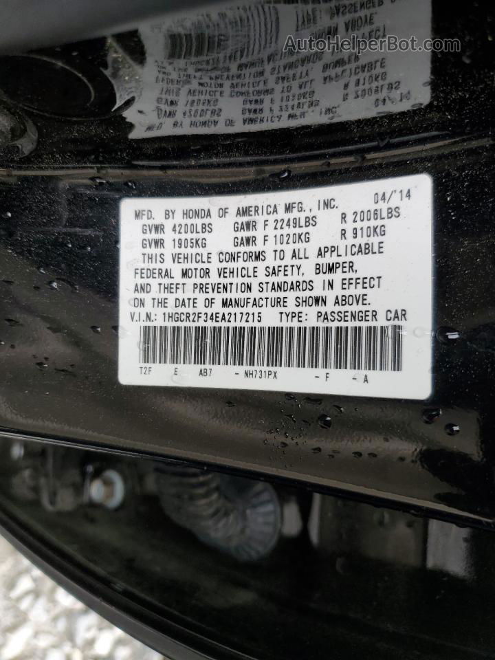 2014 Honda Accord Lx Черный vin: 1HGCR2F34EA217215