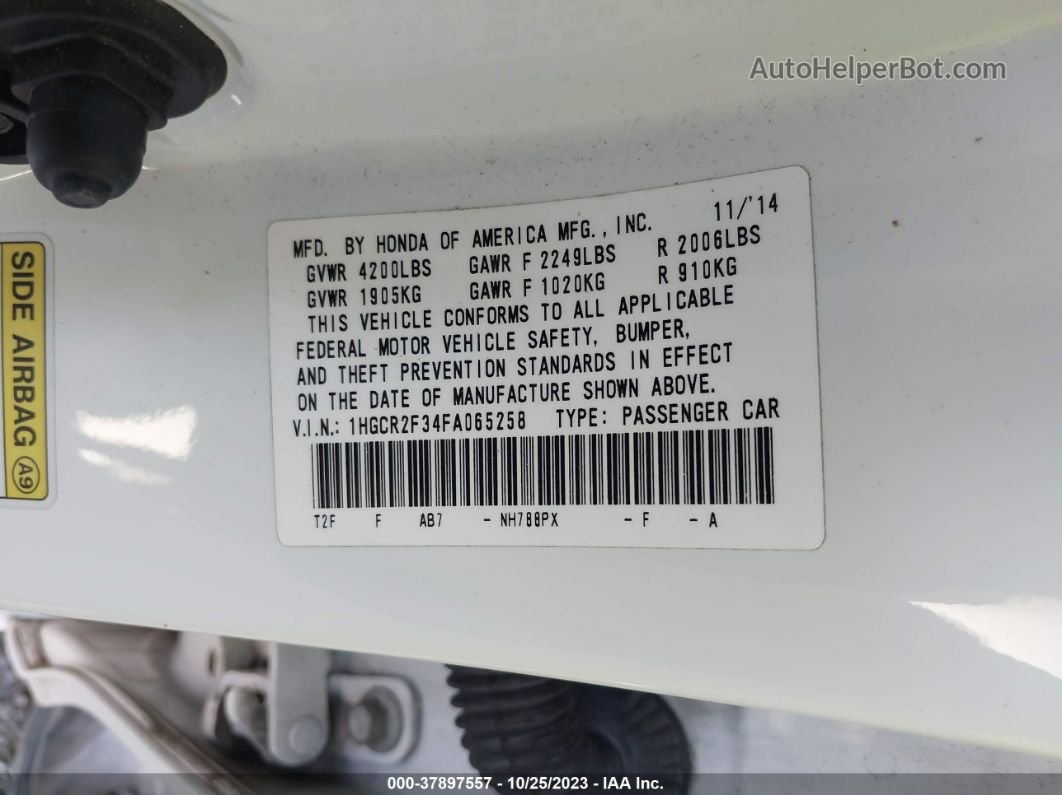 2015 Honda Accord Sedan Lx White vin: 1HGCR2F34FA065258