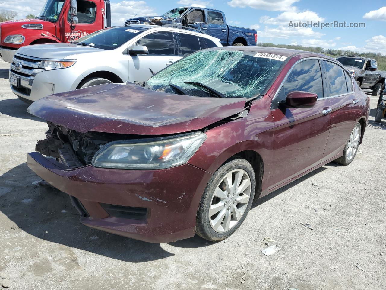 2014 Honda Accord Lx Maroon vin: 1HGCR2F35EA050847