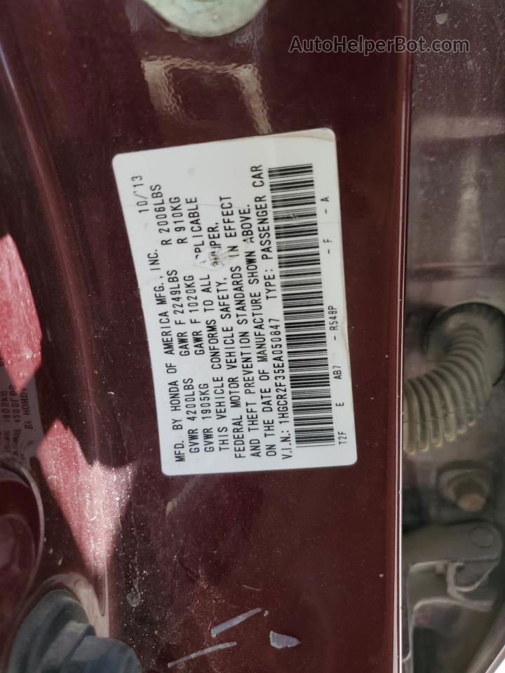 2014 Honda Accord Lx Темно-бордовый vin: 1HGCR2F35EA050847