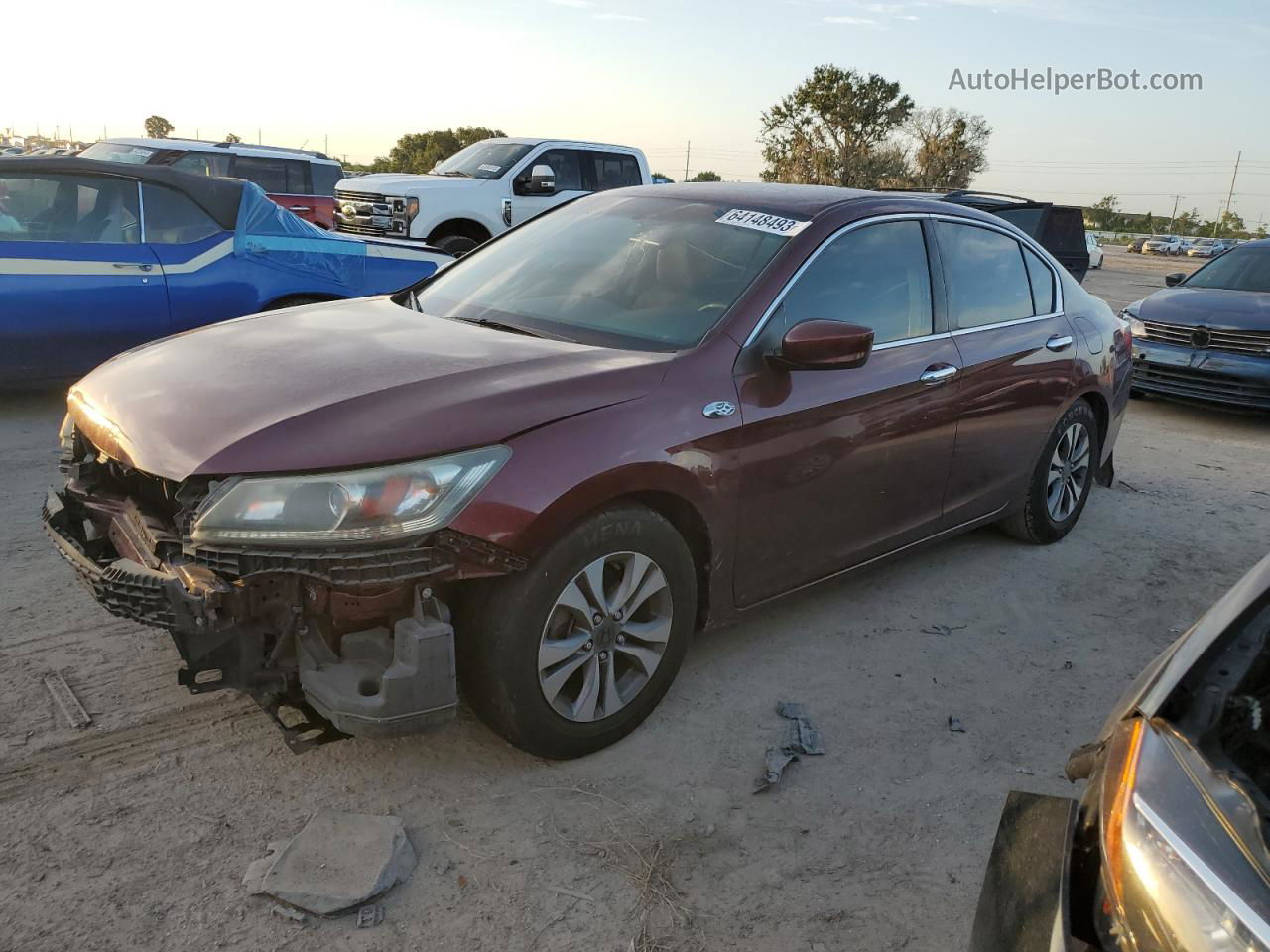 2014 Honda Accord Lx Burgundy vin: 1HGCR2F35EA124400