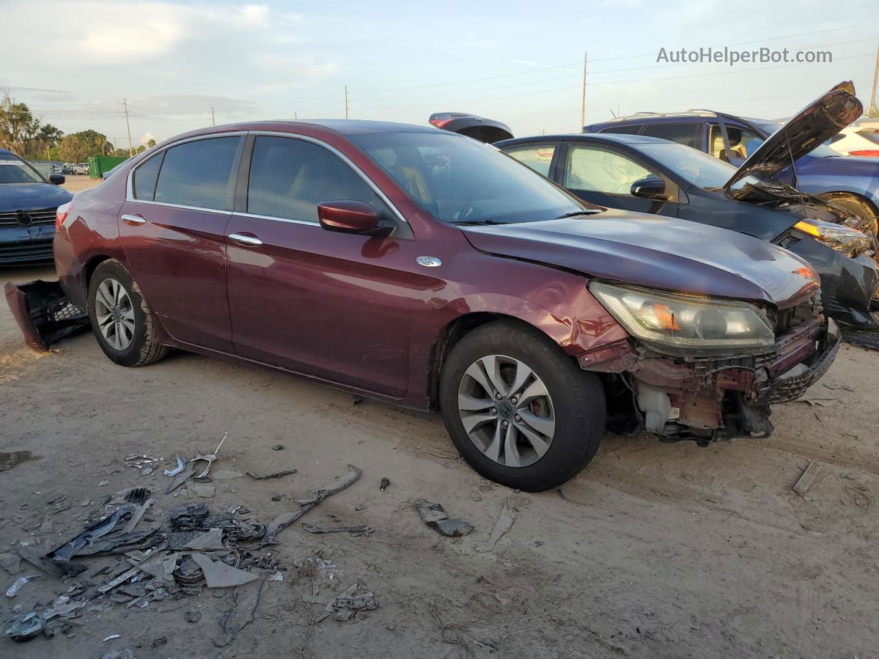 2014 Honda Accord Lx Burgundy vin: 1HGCR2F35EA124400