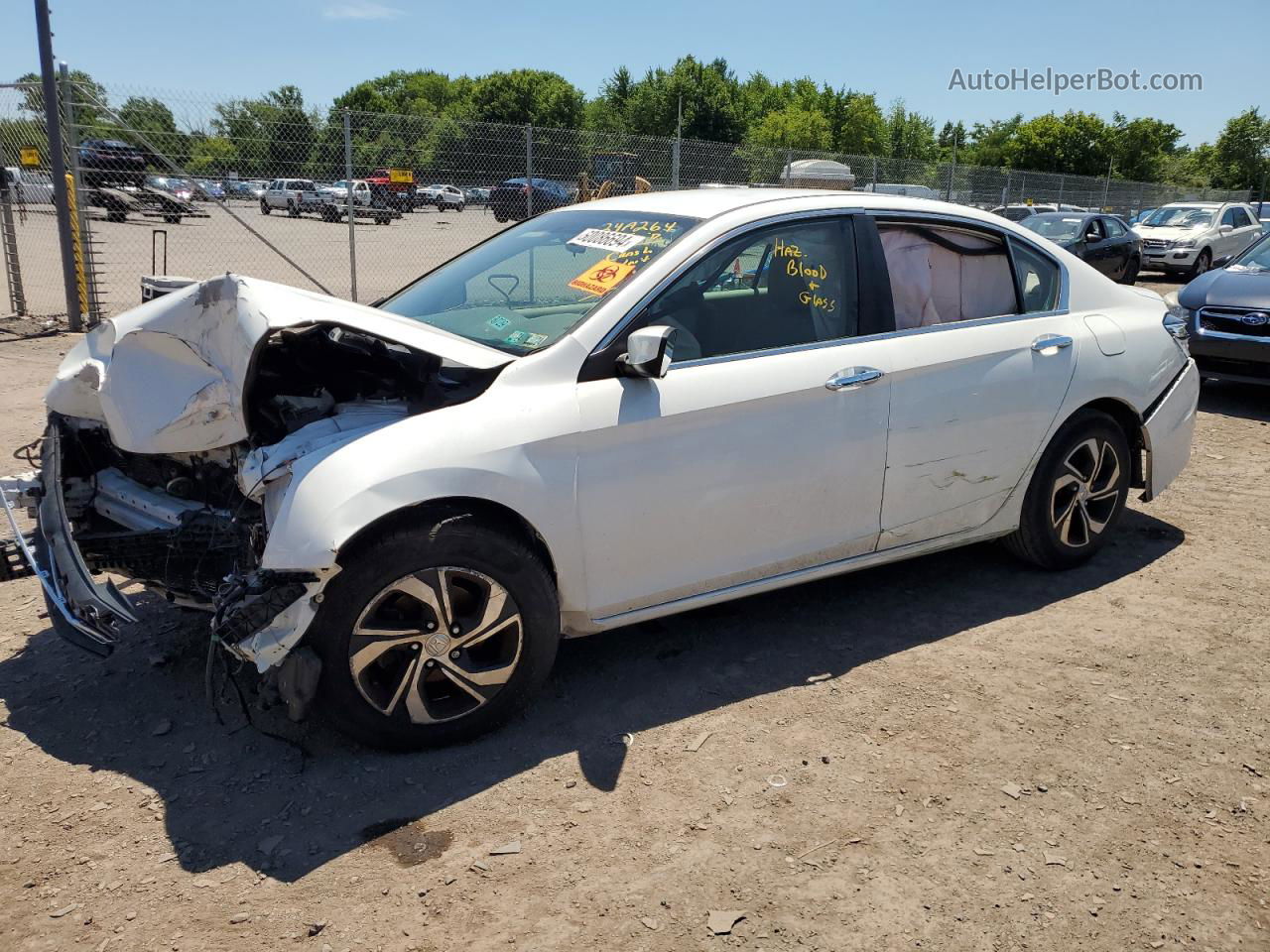 2016 Honda Accord Lx White vin: 1HGCR2F35GA028625