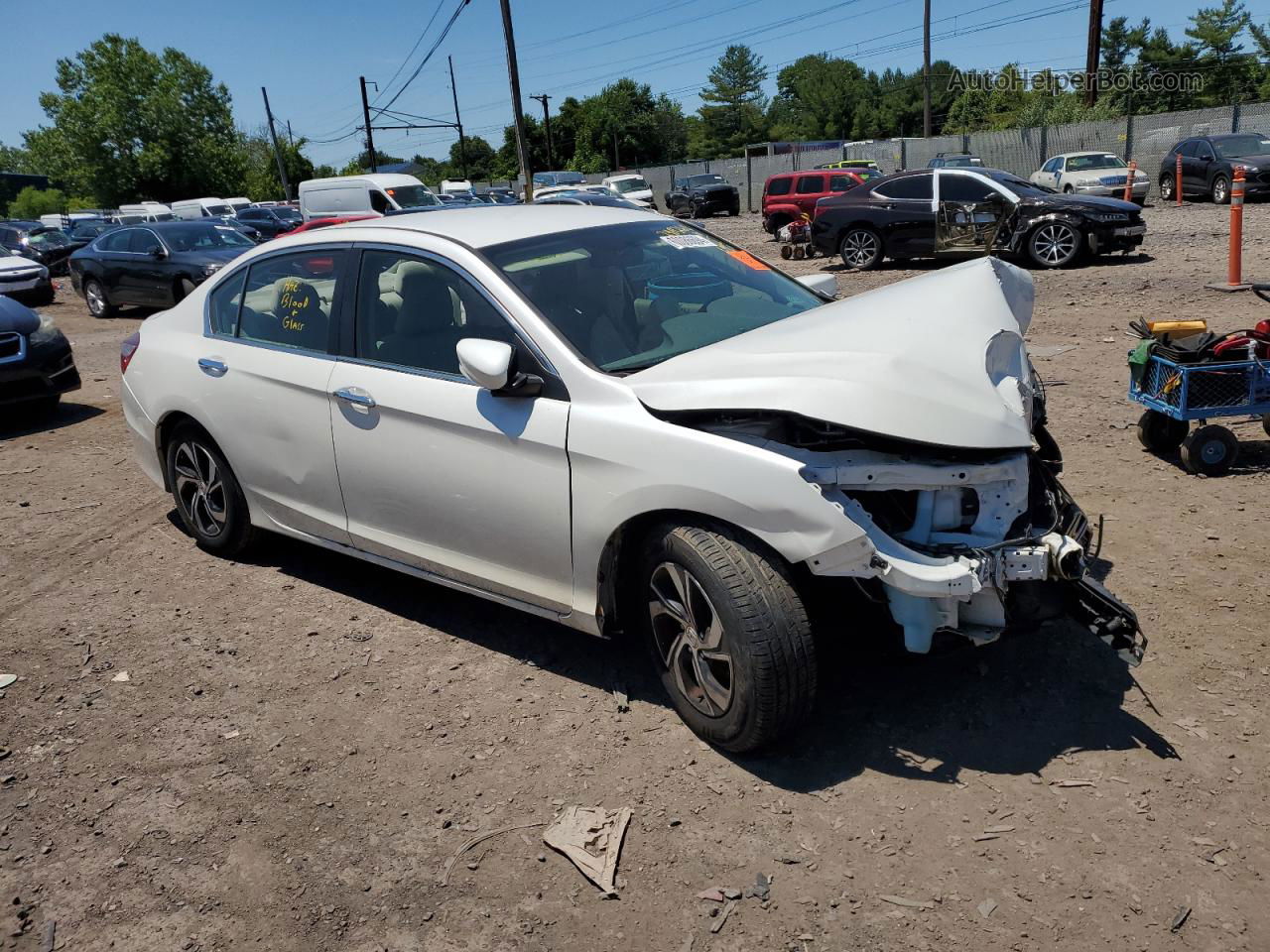 2016 Honda Accord Lx White vin: 1HGCR2F35GA028625