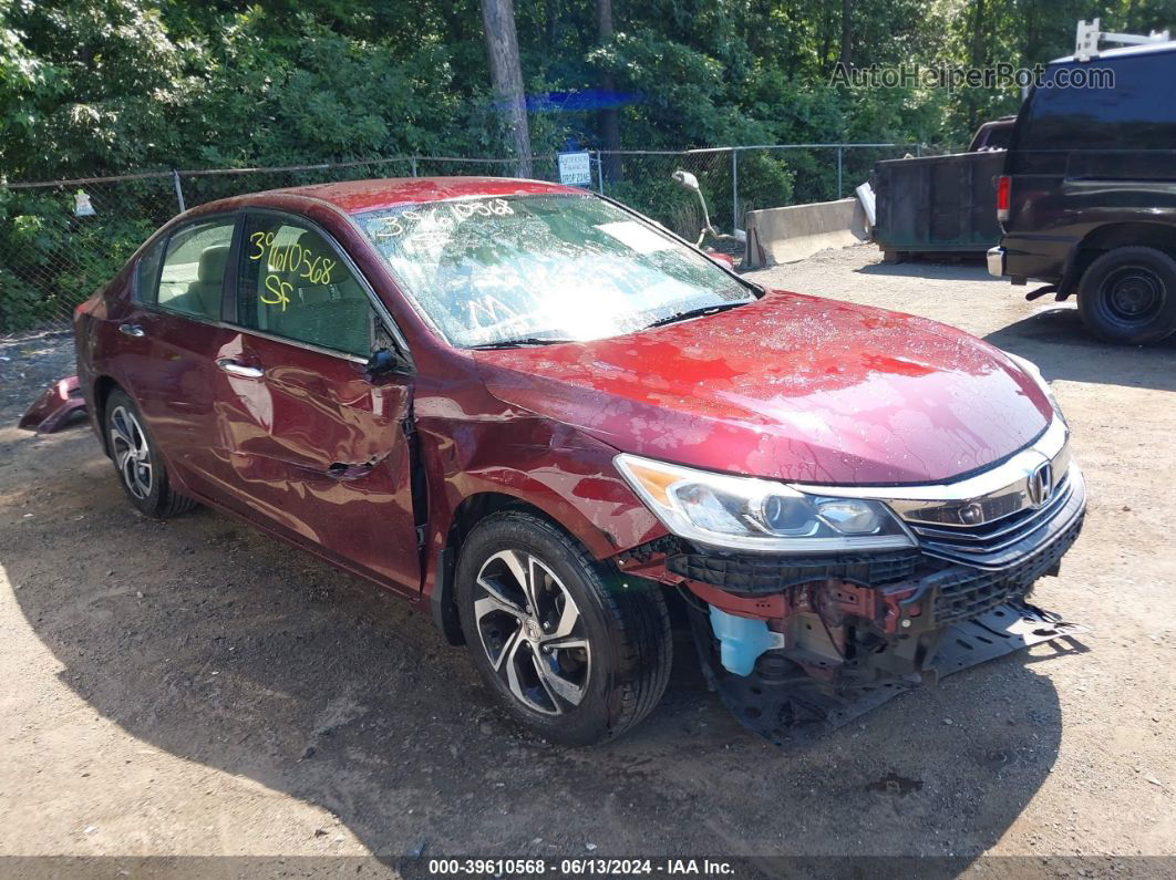 2017 Honda Accord Lx Burgundy vin: 1HGCR2F35HA229376