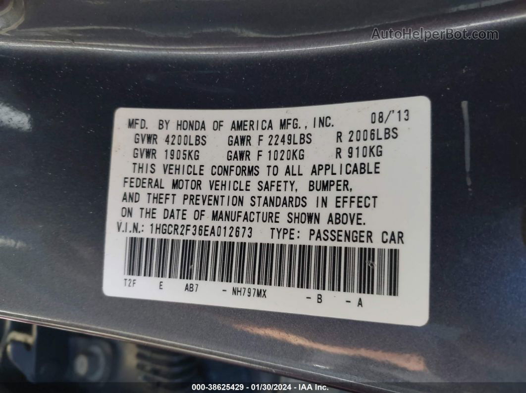 2014 Honda Accord Lx Серый vin: 1HGCR2F36EA012673