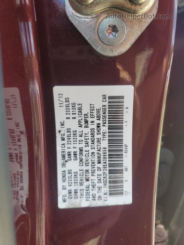 2014 Honda Accord Lx Maroon vin: 1HGCR2F36EA086658