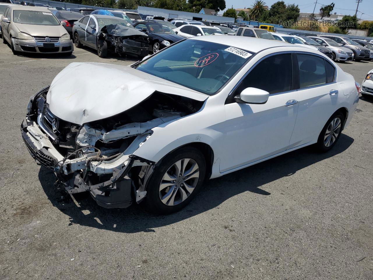 2014 Honda Accord Lx White vin: 1HGCR2F36EA113874